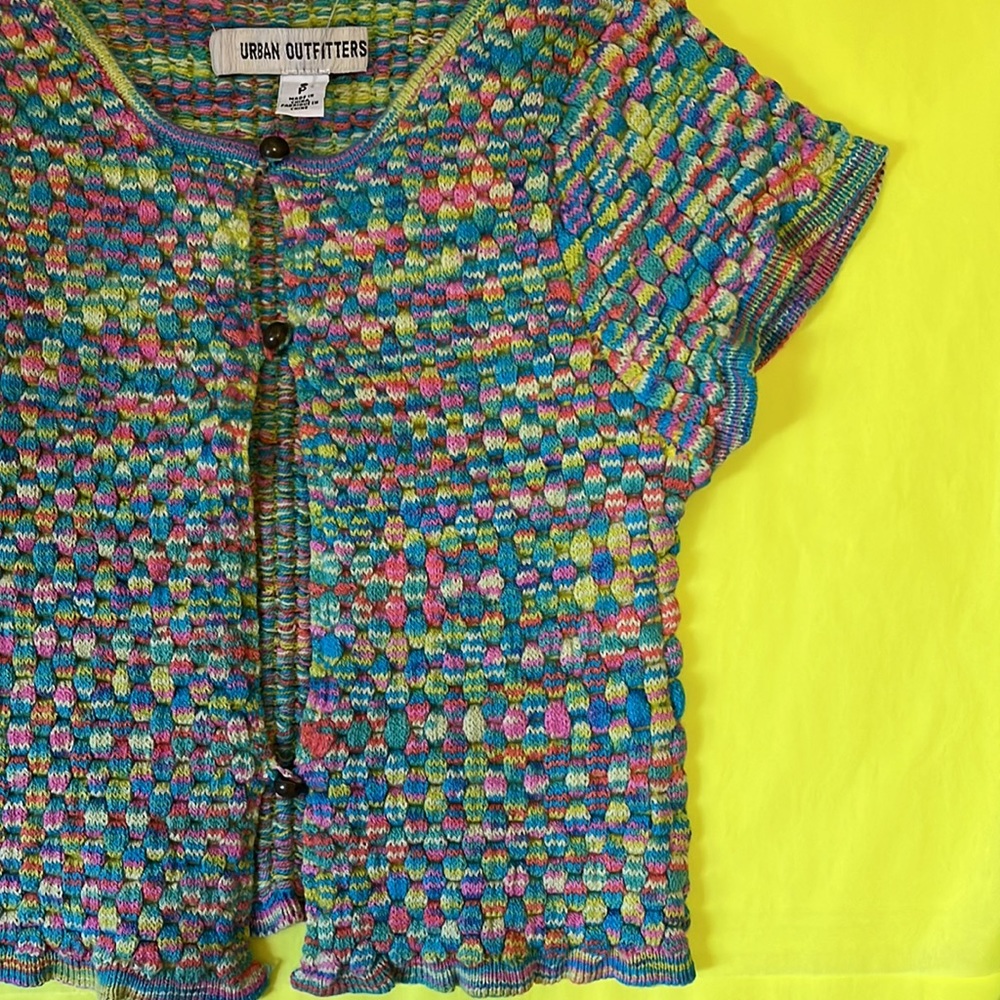 UO🌈Piper Keyhole Bubble Sweater Top in Rainbow🌈 - Picture 8 of 9